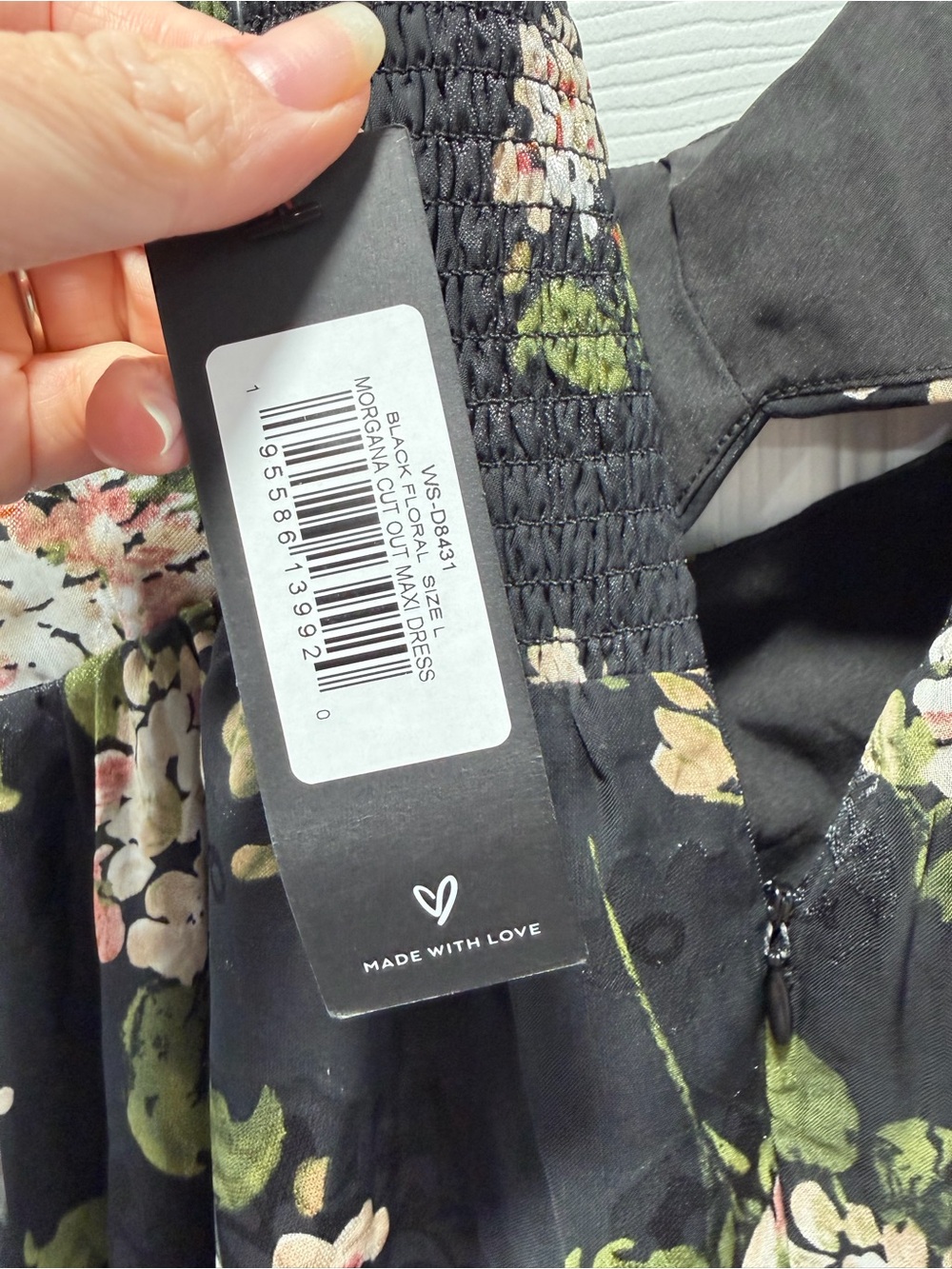 Lulu's Black Floral Maxi Dress with Pink & Green Details - Picture 5 of 5